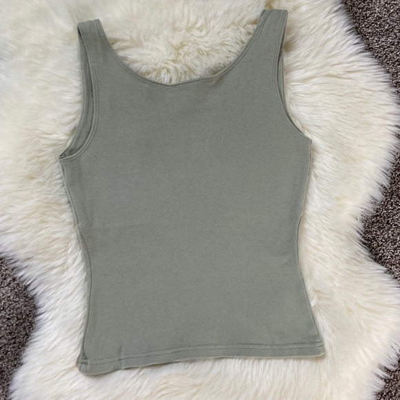 Vintage 90s Y2k Energie Sage Green Faux Wrap Babydoll Soft Girl Tank Top sz M - Picture 4 of 6